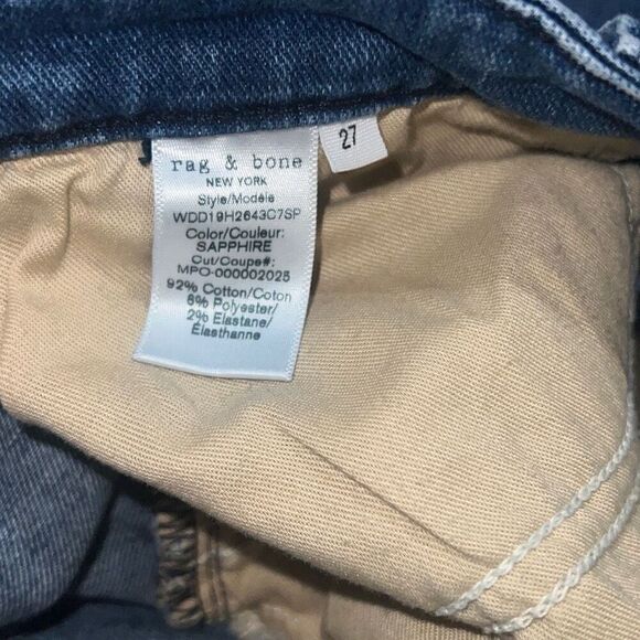 Rag & Bone Dre Low-Rise Slim Boyfriend Sapphire Denim Jeans FLAW sz 27 - Picture 10 of 10